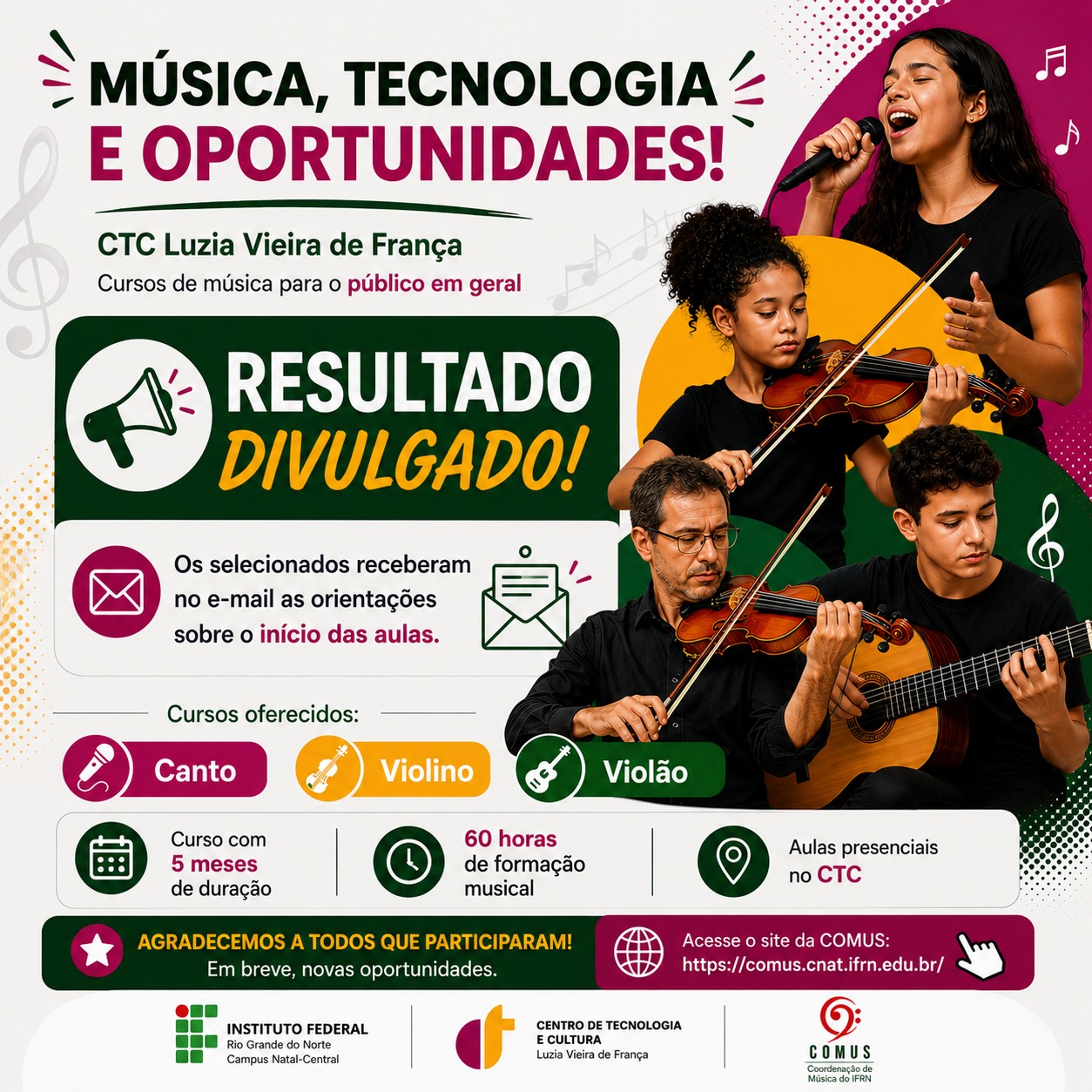 🔴 Encerrado  - Vagas abertas dos Cursos do CTC